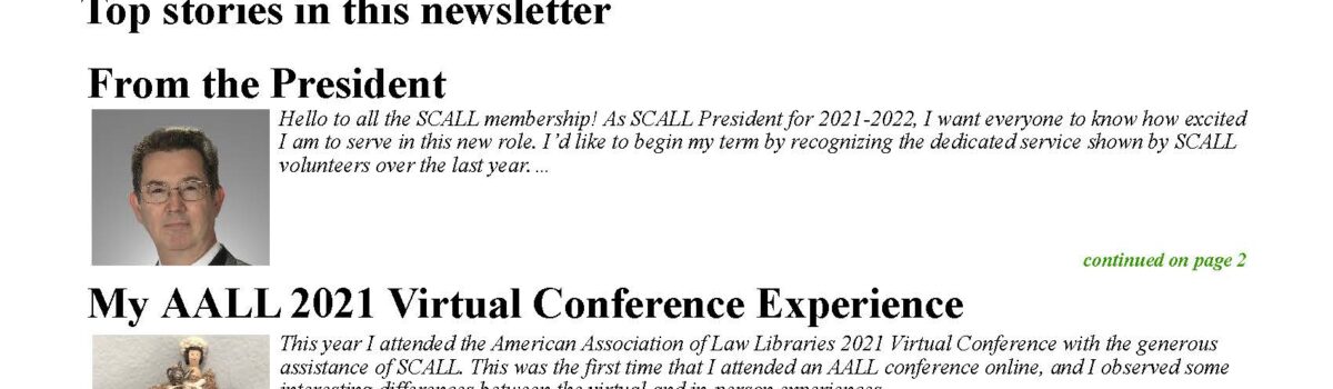 Fall 2021 SCALL Newsletter